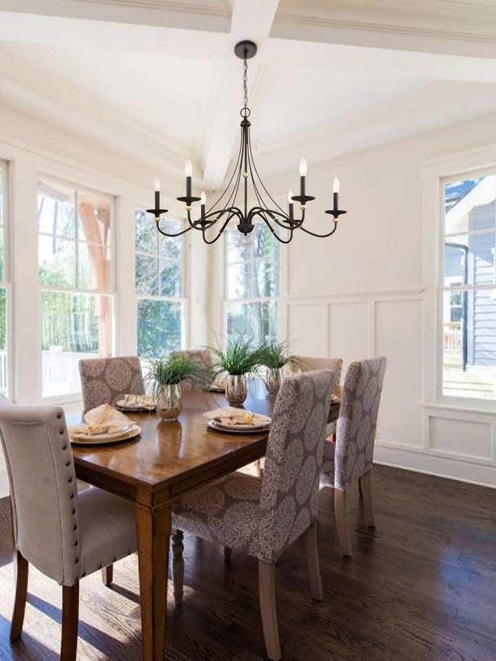 Celestial Brass Multi-Arm Chandelier – Modern 6/8-Light Ceiling Fixture