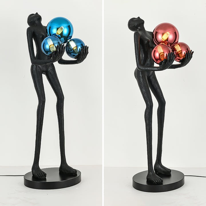 Celestial Orb LED Floor Lamp with Sculptural Metal Frame