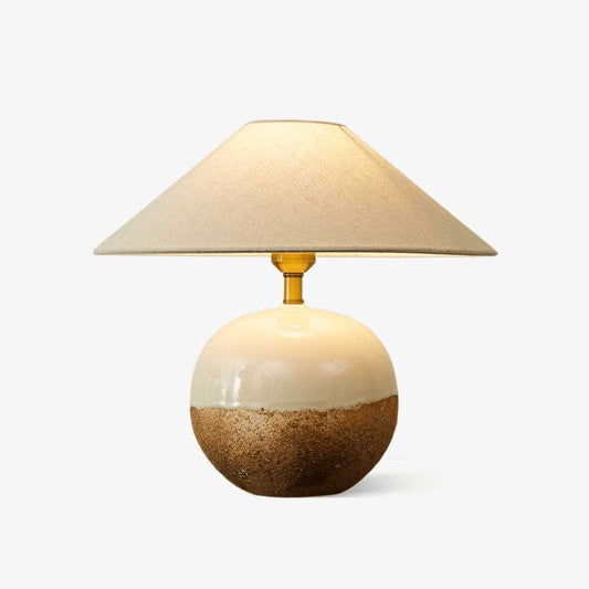 Ceramic Terracotta Table Lamp with Linen Shade