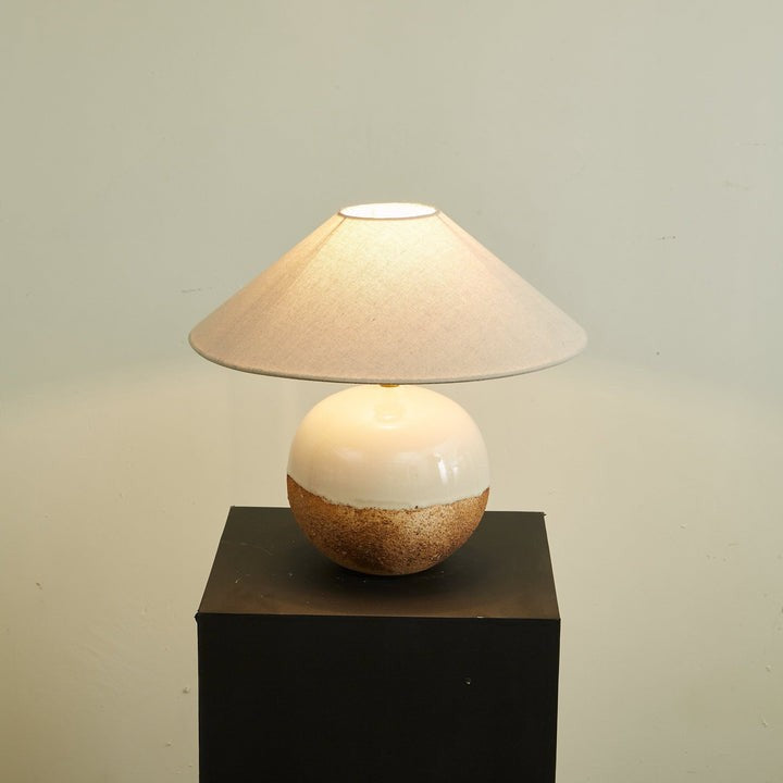 Ceramic Terracotta Table Lamp with Linen Shade