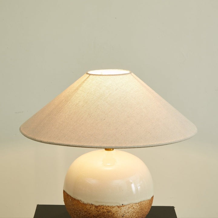 Ceramic Terracotta Table Lamp with Linen Shade