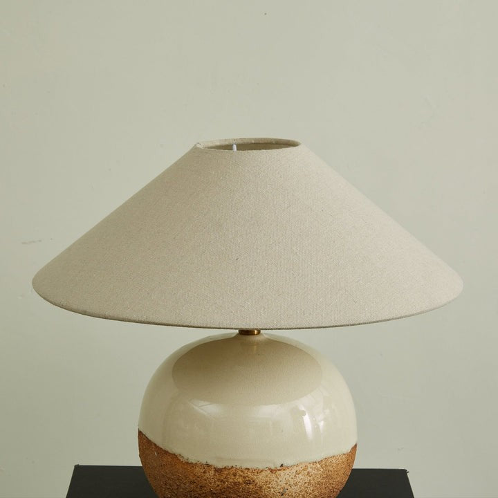 Ceramic Terracotta Table Lamp with Linen Shade