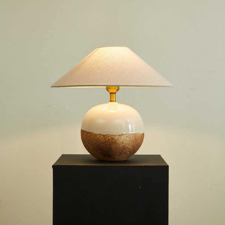Ceramic Terracotta Table Lamp with Linen Shade