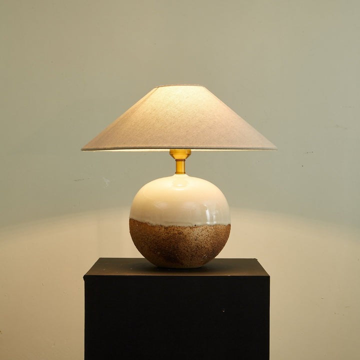 Ceramic Terracotta Table Lamp with Linen Shade