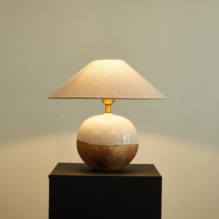 Ceramic Terracotta Table Lamp with Linen Shade