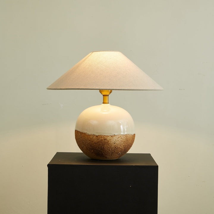Ceramic Terracotta Table Lamp with Linen Shade