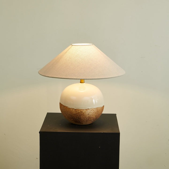 Ceramic Terracotta Table Lamp with Linen Shade
