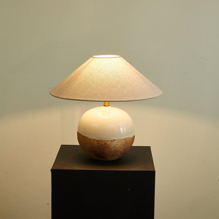 Ceramic Terracotta Table Lamp with Linen Shade