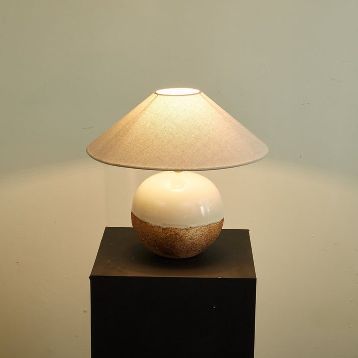 Ceramic Terracotta Table Lamp with Linen Shade