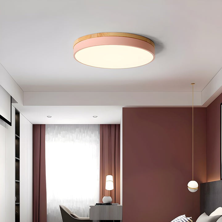 Circular LED Wood Ceiling Light Fixture