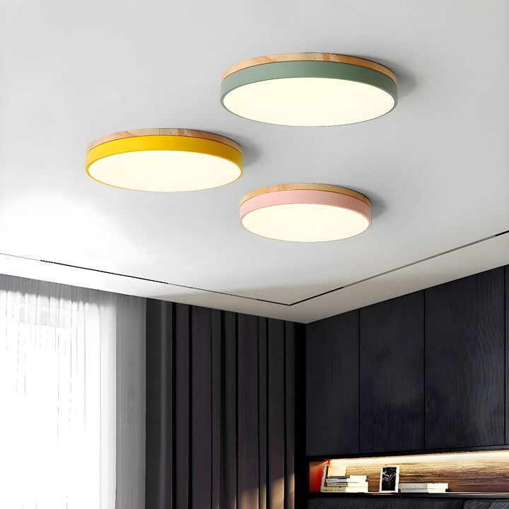 Circular LED Wood Ceiling Light Fixture
