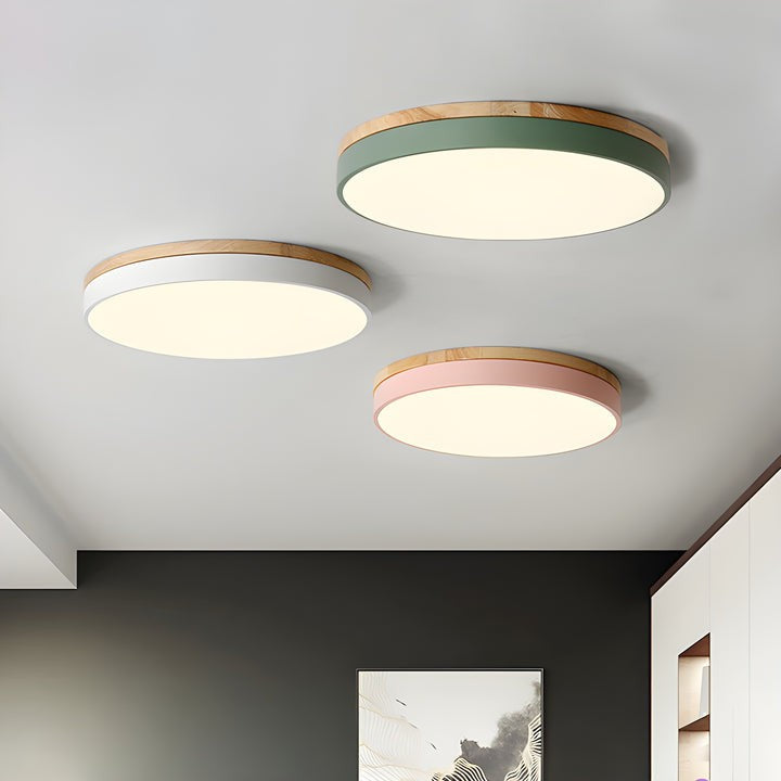 Circular LED Wood Ceiling Light Fixture