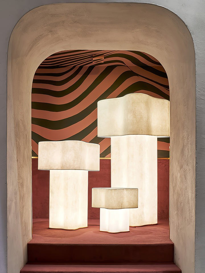 Cloud-Shaped White Fiberglass LED Floor Lamp