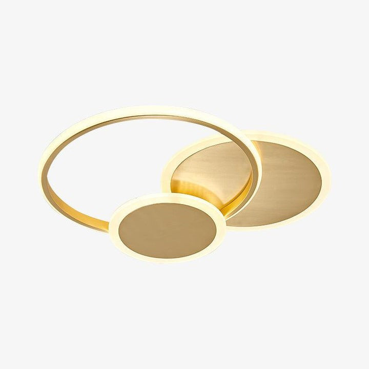 Contemporary Circular Triple-Ring LED Ceiling Light – Gold Finish