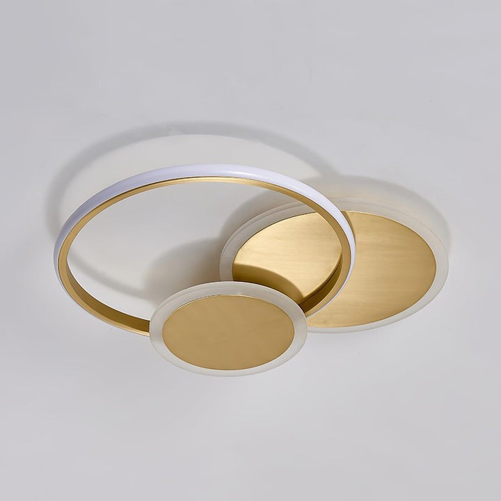 Contemporary Circular Triple-Ring LED Ceiling Light – Gold Finish