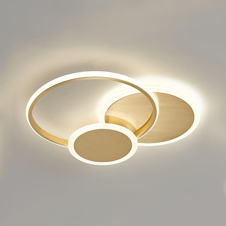 Contemporary Circular Triple-Ring LED Ceiling Light – Gold Finish