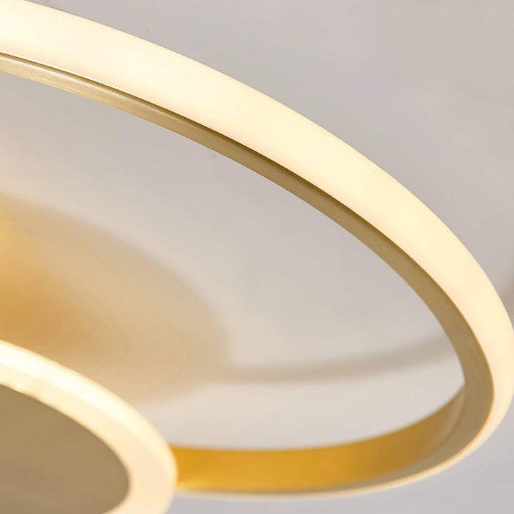 Contemporary Circular Triple-Ring LED Ceiling Light – Gold Finish