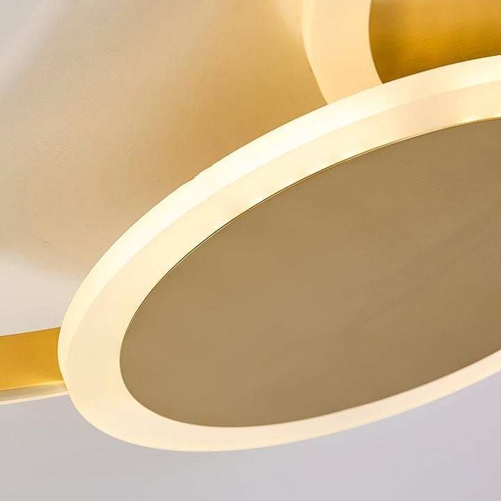 Contemporary Circular Triple-Ring LED Ceiling Light – Gold Finish