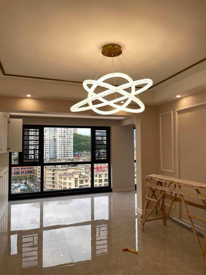 Contemporary Crystal Loop Island Chandelier