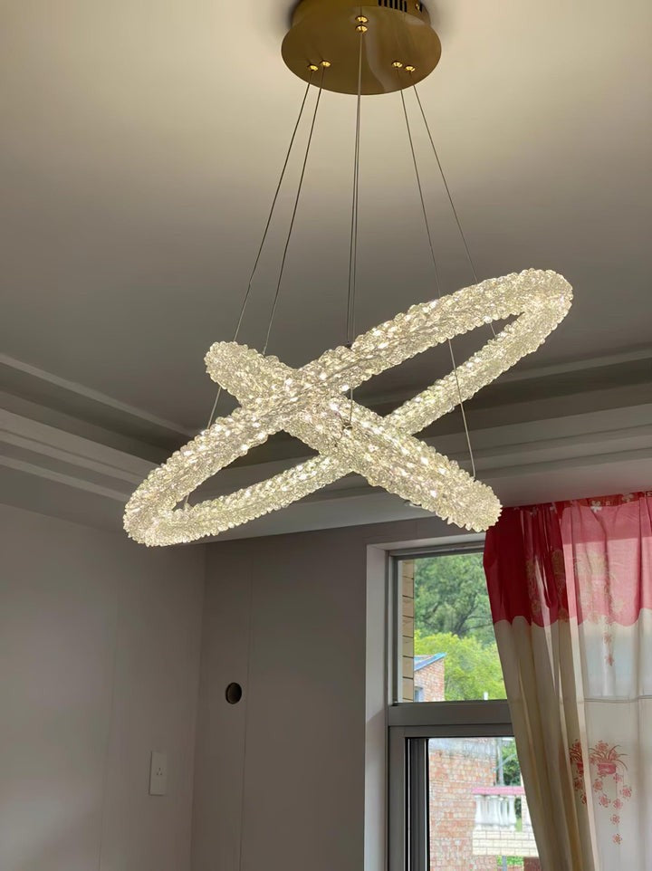 Contemporary Crystal Loop Island Chandelier