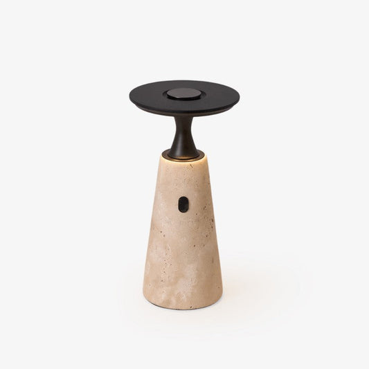 Cordless Travertine Table Lamp with Touch-Activated LED