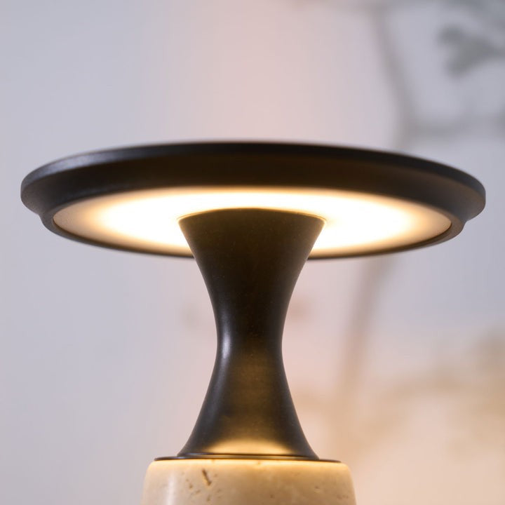 Cordless Travertine Table Lamp with Touch-Activated LED