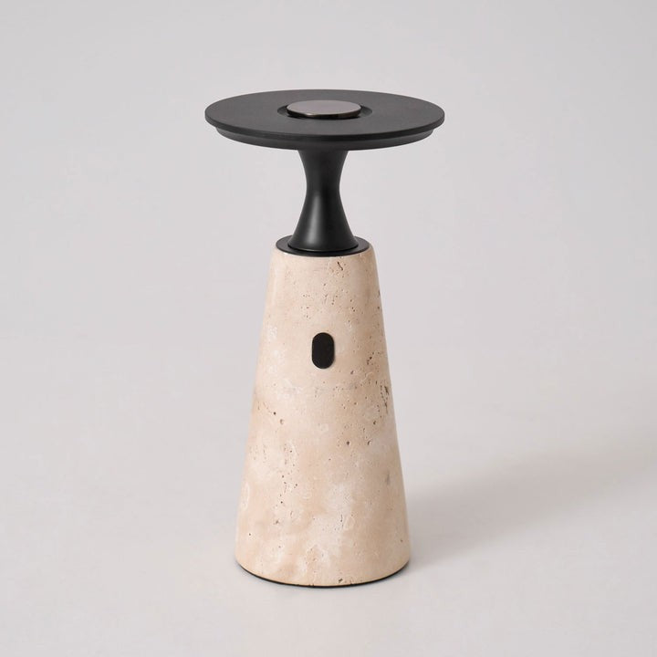 Cordless Travertine Table Lamp with Touch-Activated LED