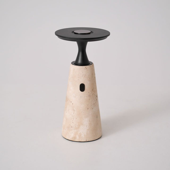 Cordless Travertine Table Lamp with Touch-Activated LED