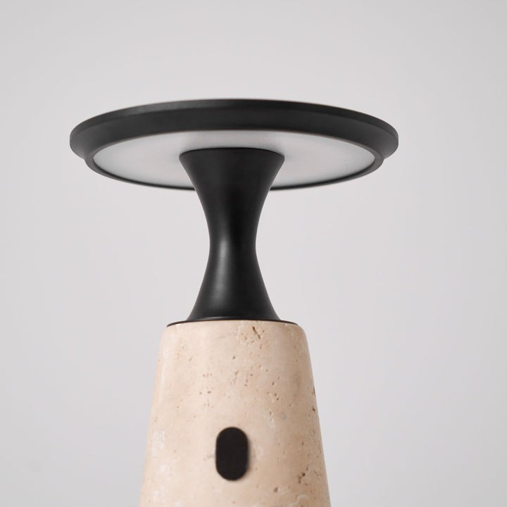 Cordless Travertine Table Lamp with Touch-Activated LED