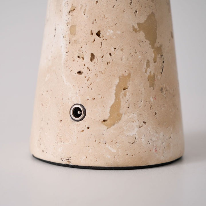 Cordless Travertine Table Lamp with Touch-Activated LED