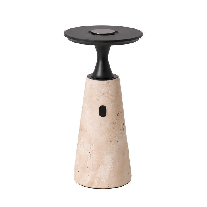 Cordless Travertine Table Lamp with Touch-Activated LED