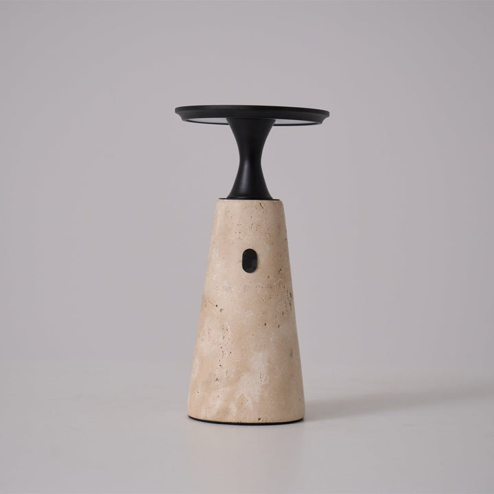 Cordless Travertine Table Lamp with Touch-Activated LED