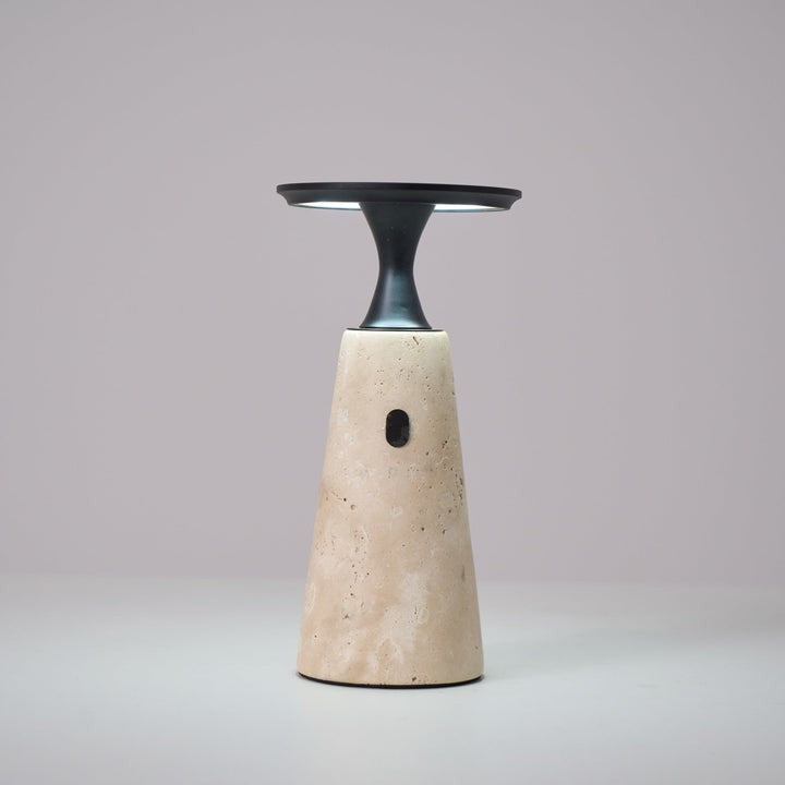 Cordless Travertine Table Lamp with Touch-Activated LED