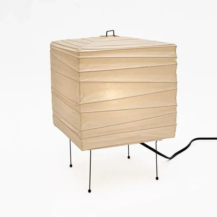 Cube Paper Lantern Table Lamp with Black Wire Frame