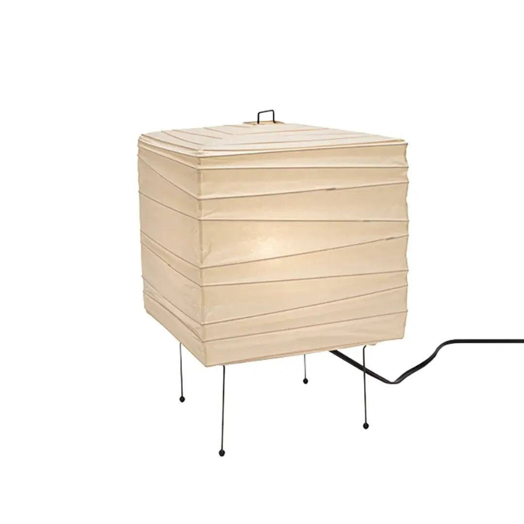 Cube Paper Lantern Table Lamp with Black Wire Frame