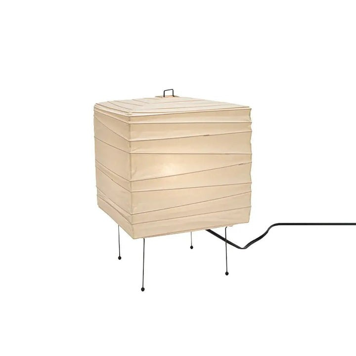 Cube Paper Lantern Table Lamp with Black Wire Frame