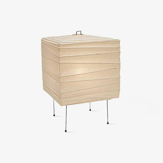 Cube Paper Lantern Table Lamp with Black Wire Frame