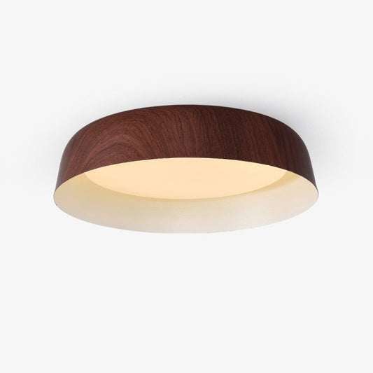 Curved Wood-Grain LED Flush Mount Ceiling Light