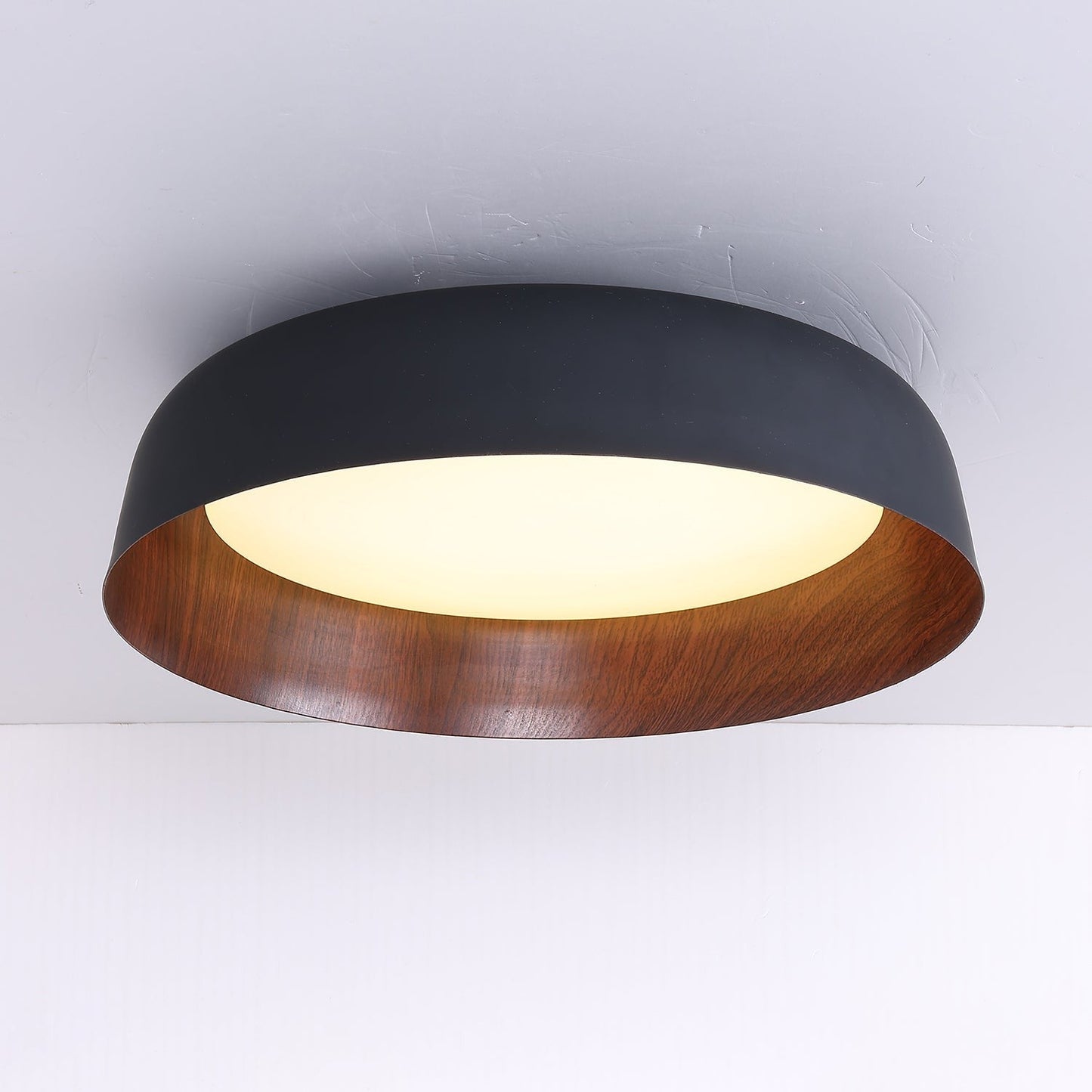 Curved Wood-Grain LED Flush Mount Ceiling Light