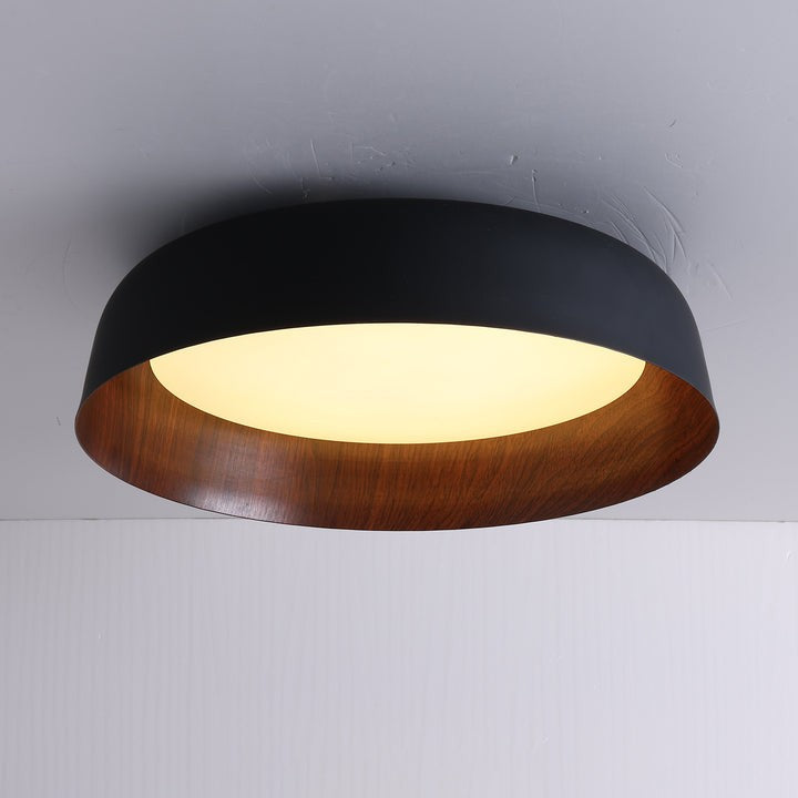 Curved Wood-Grain LED Flush Mount Ceiling Light