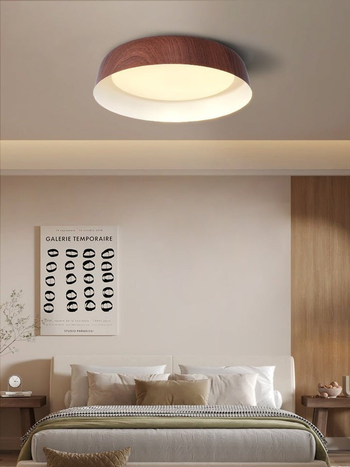 Curved Wood-Grain LED Flush Mount Ceiling Light