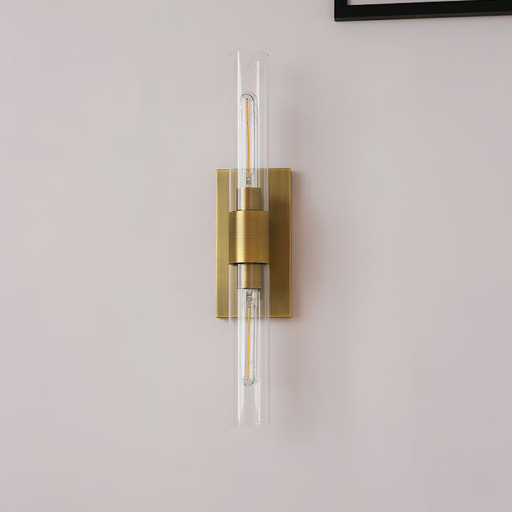 Cylix Glass Wall Sconce with Brass Accents