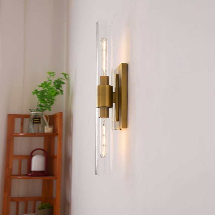 Cylix Glass Wall Sconce with Brass Accents