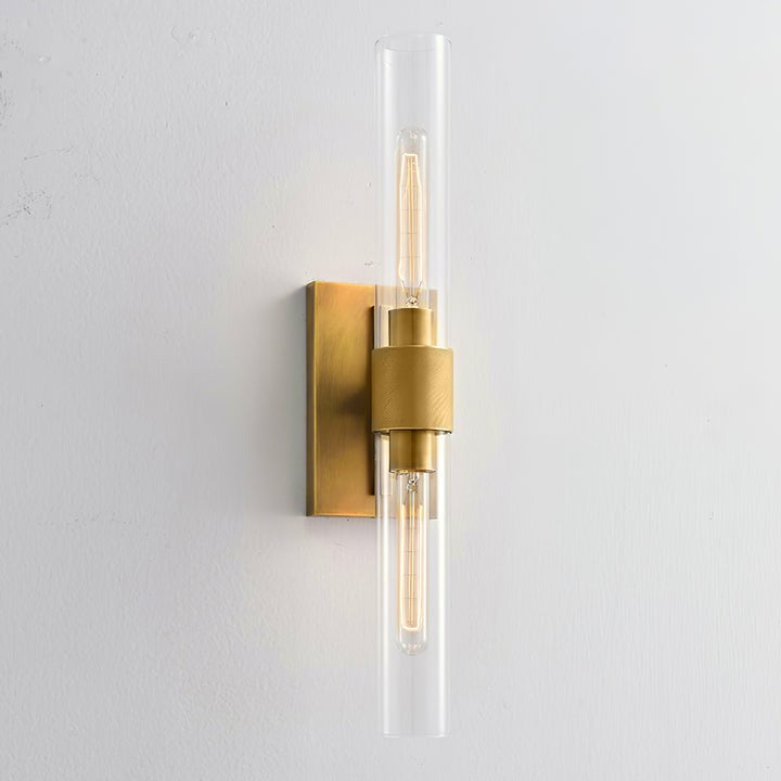 Cylix Glass Wall Sconce with Brass Accents