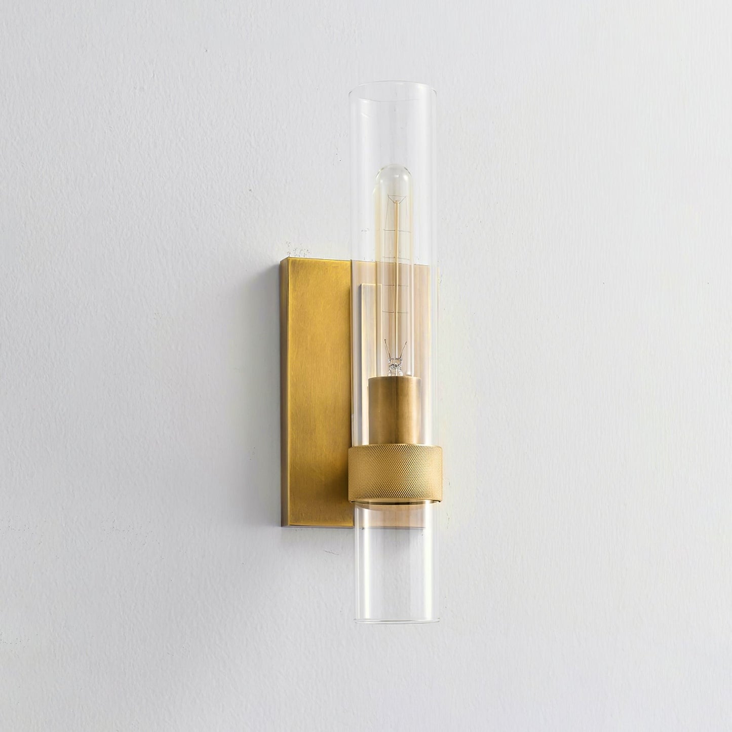 Cylix Glass Wall Sconce with Brass Accents