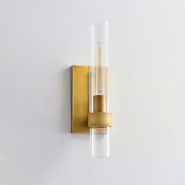 Cylix Glass Wall Sconce with Brass Accents