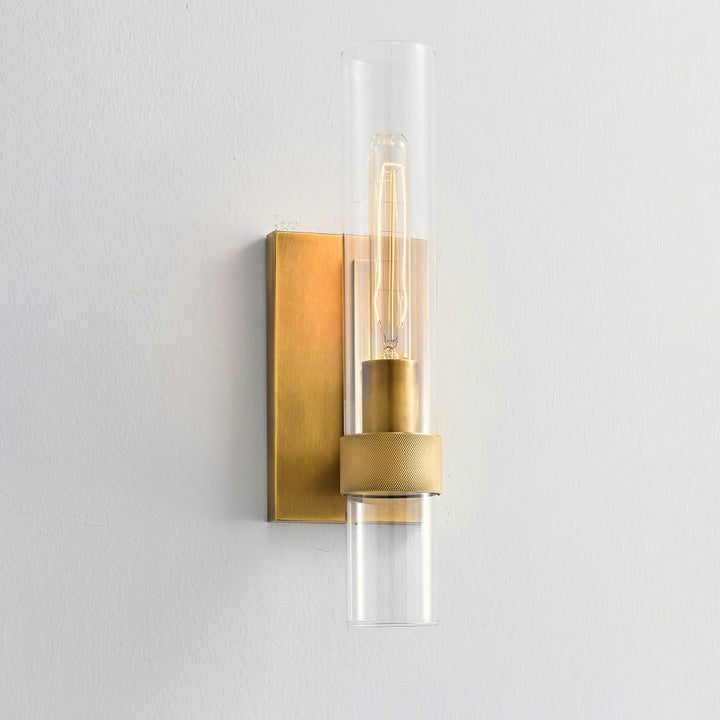 Cylix Glass Wall Sconce with Brass Accents