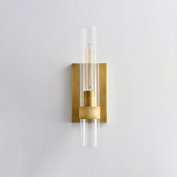 Cylix Glass Wall Sconce with Brass Accents
