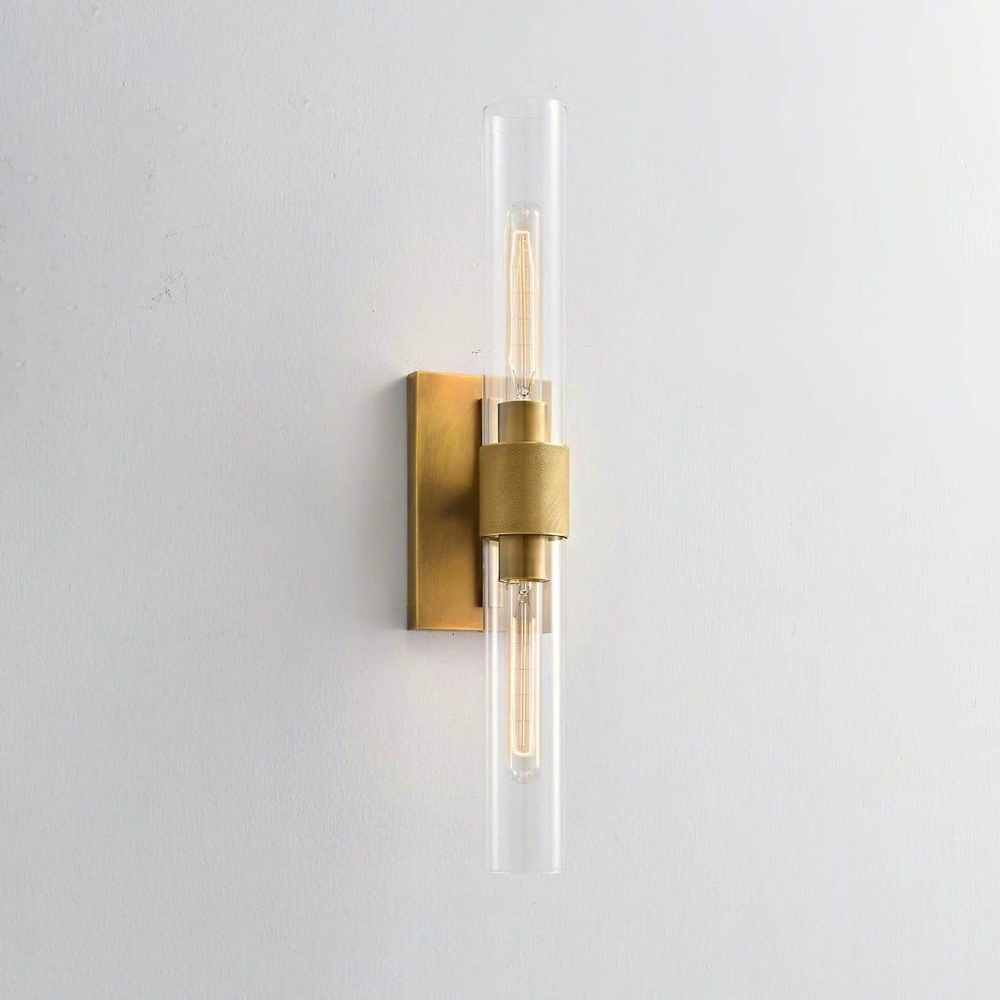 Cylix Glass Wall Sconce with Brass Accents