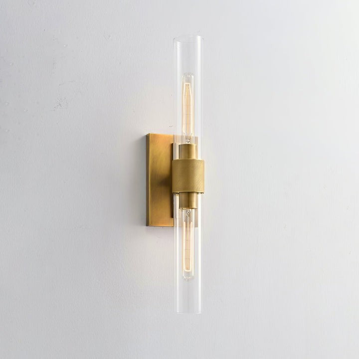 Cylix Glass Wall Sconce with Brass Accents